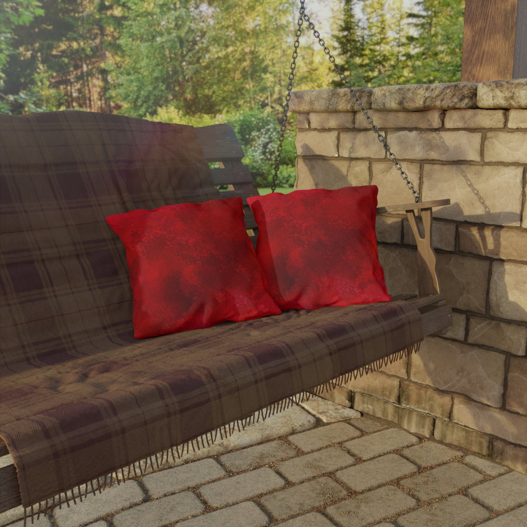 Marbled Deep Red Outdoor Pillows