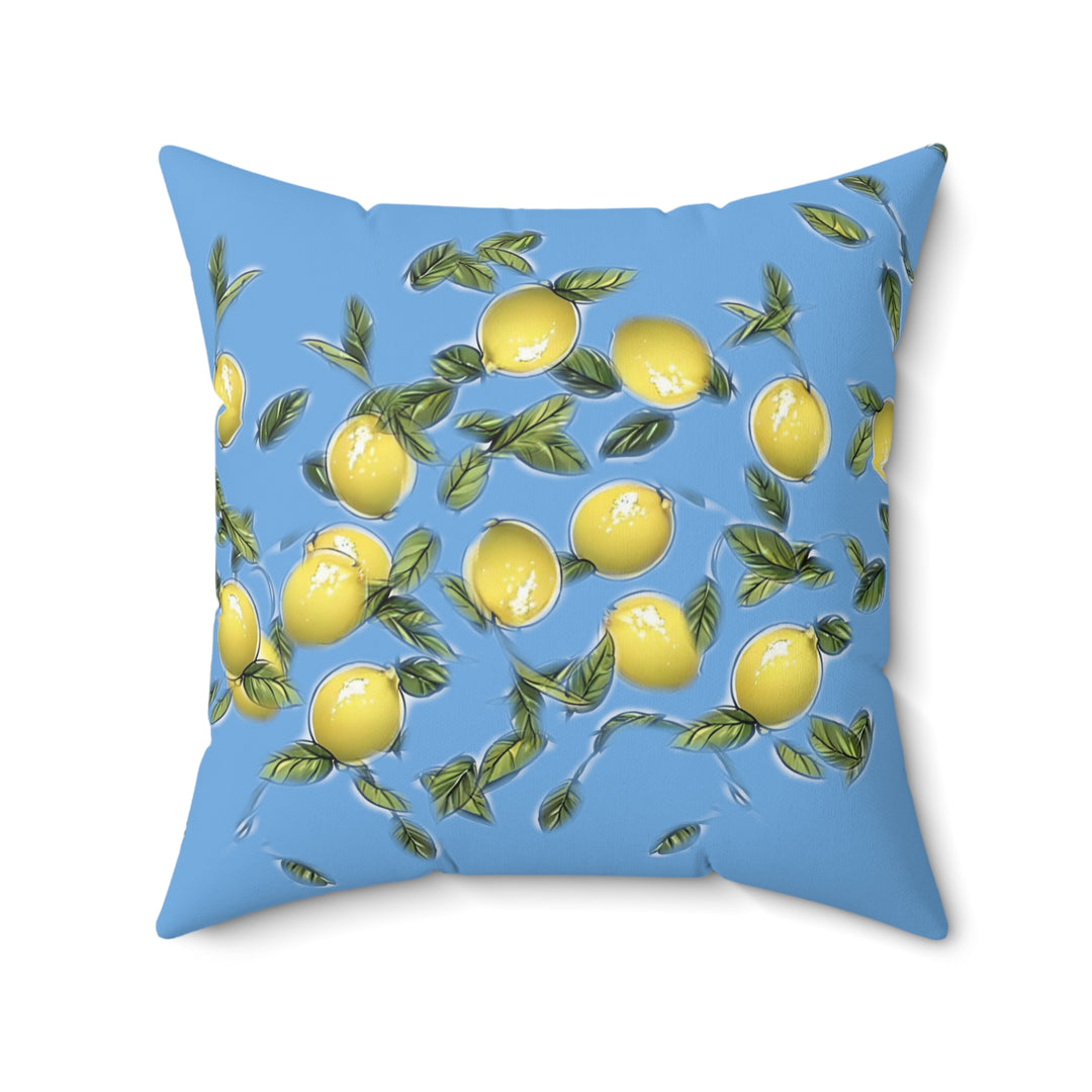 Bunches of Lemons on blue Faux Suede Square Pillow