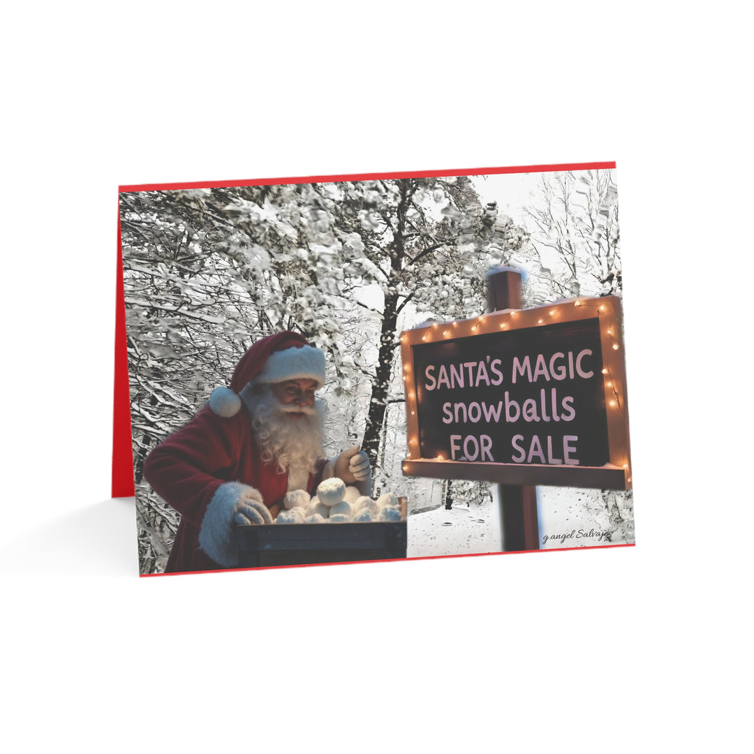 Festive Holiday Greeting Cards - Santa's Magic Snowballs Design with Bible Verse & message(1, 10, 30, 50 pcs)