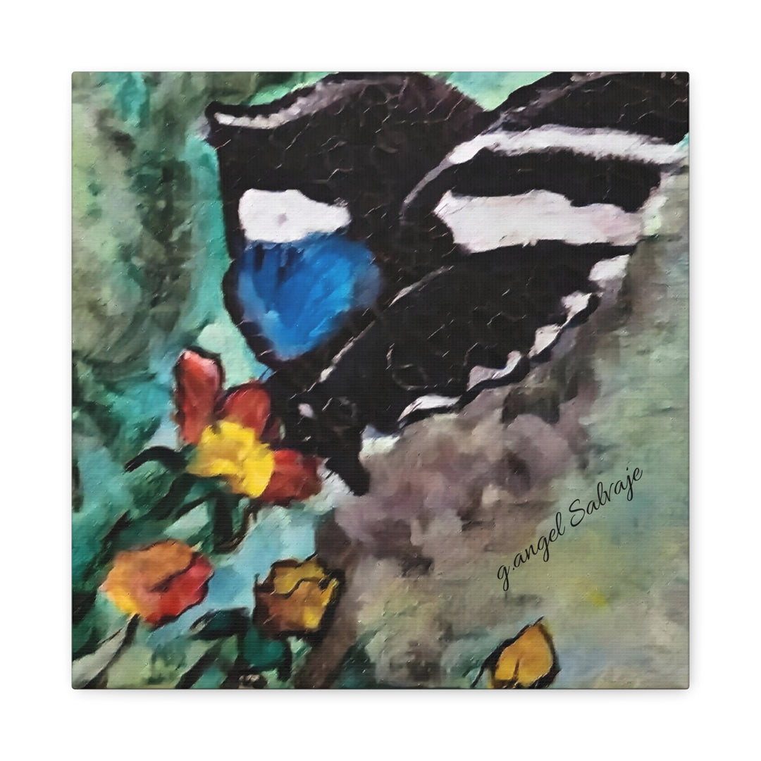 Canvas Print - Swallowtail Butterfly and Flower Painting by G Angel Salvaje