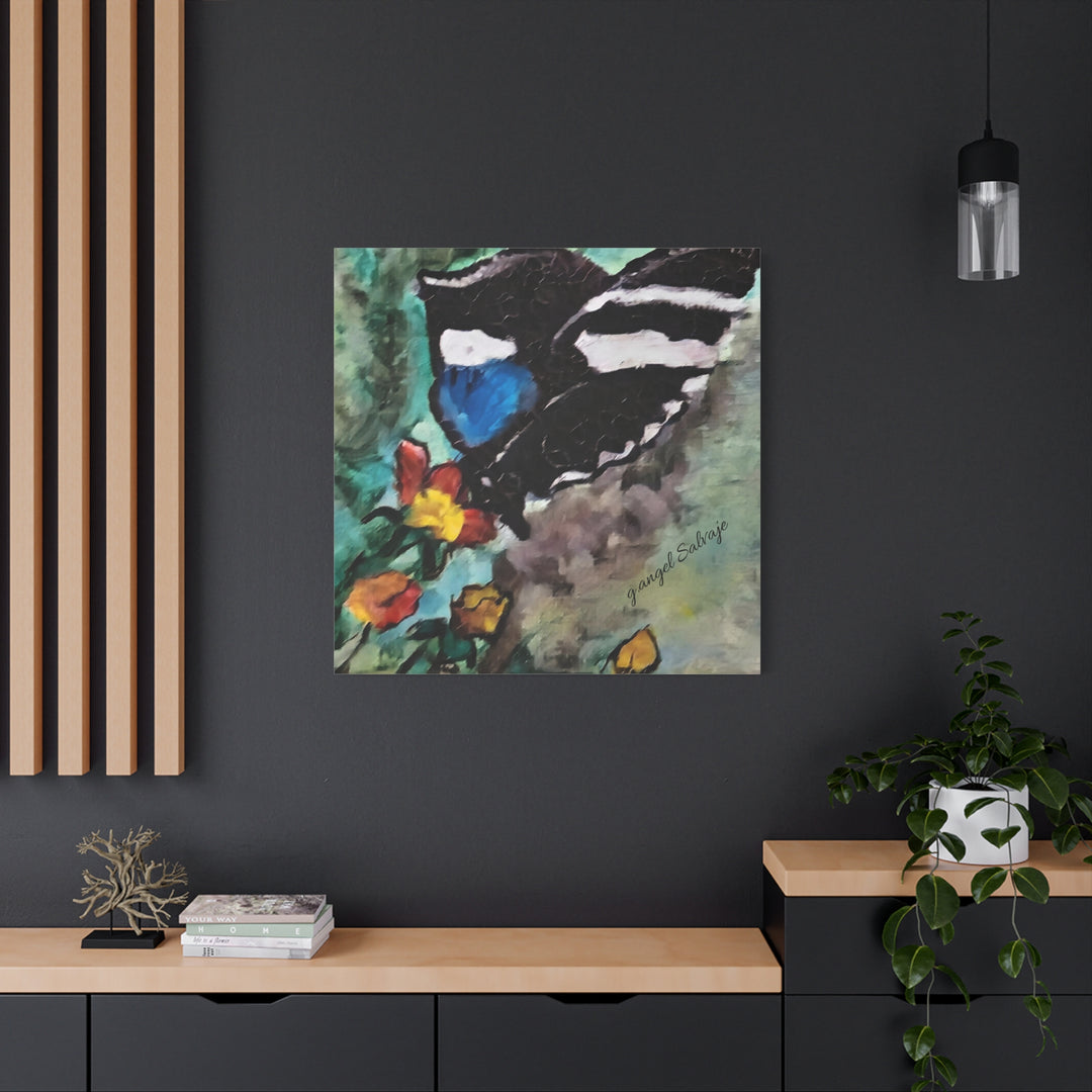 Canvas Print - Swallowtail Butterfly and Flower Painting by G Angel Salvaje