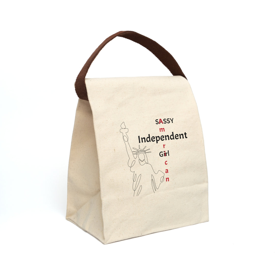 Independent Sassy American Girl Patriotic Canvas Lunch Bag With Strap