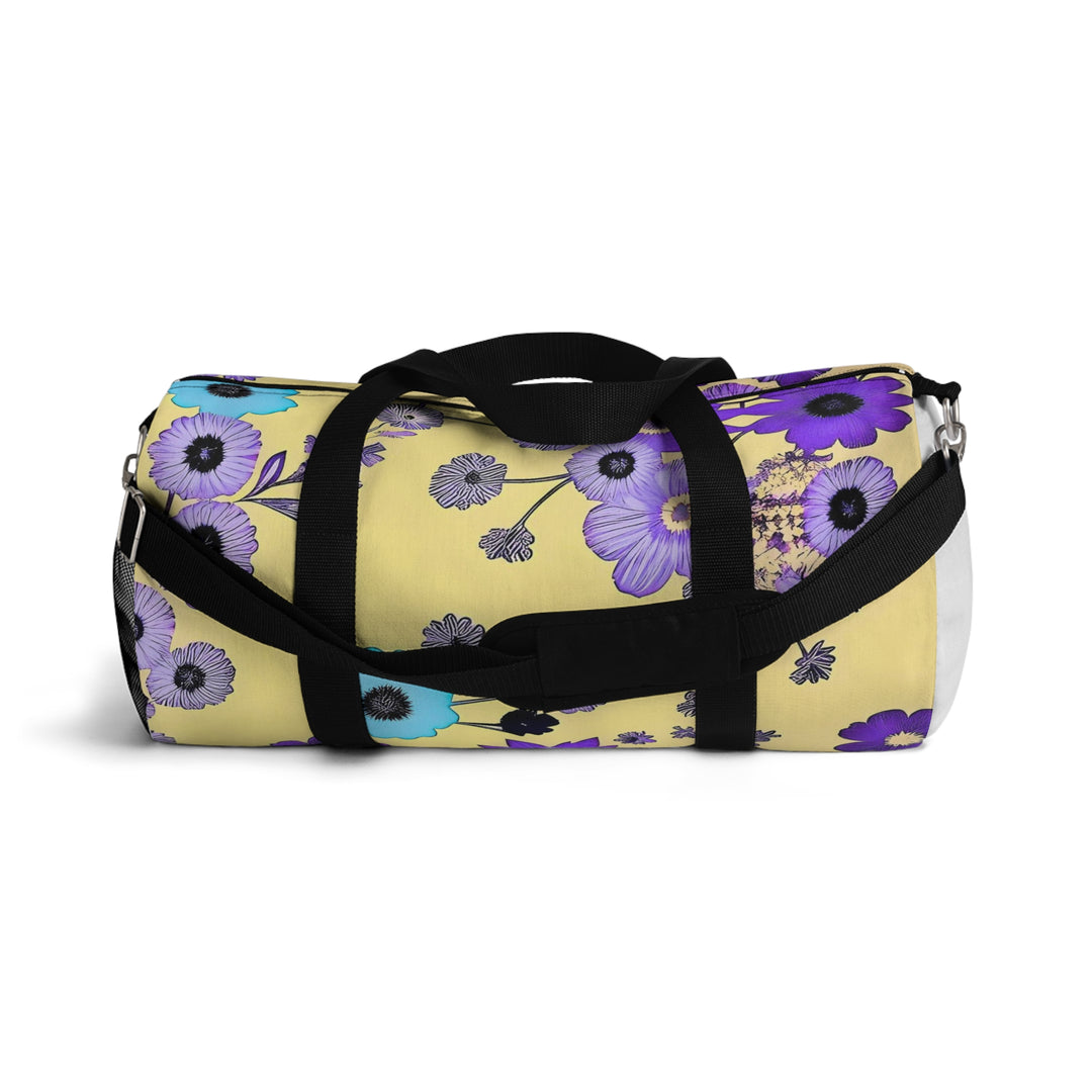 Purple Flowers Dancing on Sunshine Duffel Bag