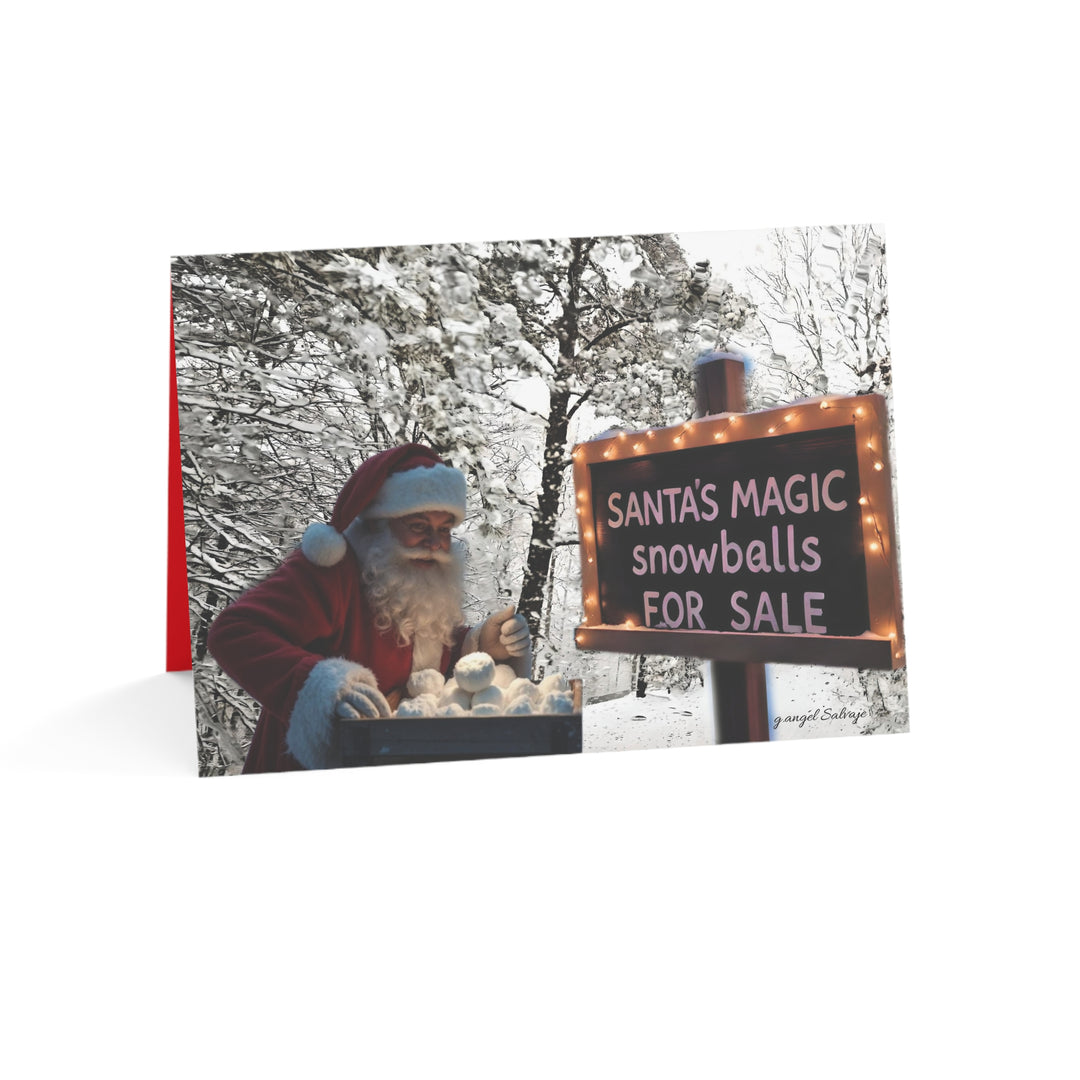 Festive Holiday Greeting Cards - Santa's Magic Snowballs Design with Bible Verse & message(1, 10, 30, 50 pcs)
