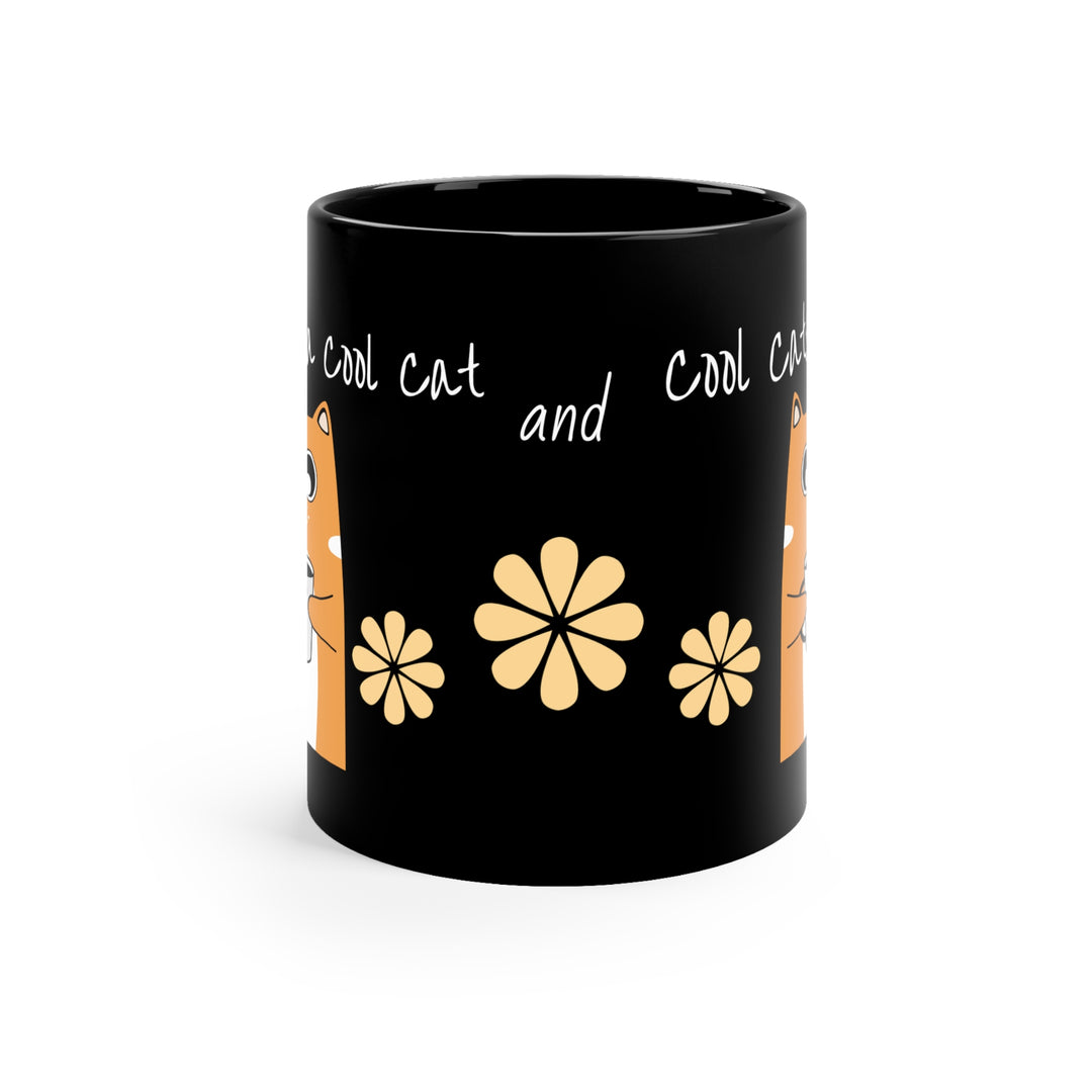 Cool Cat a.m. pep talk  11oz Black Mug