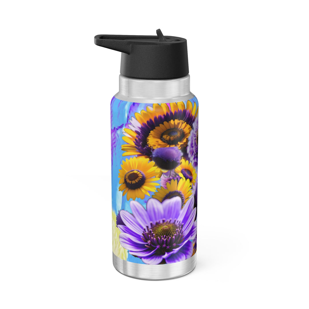 Purple Flower and Daisey Burst Gator Tumbler, 32oz