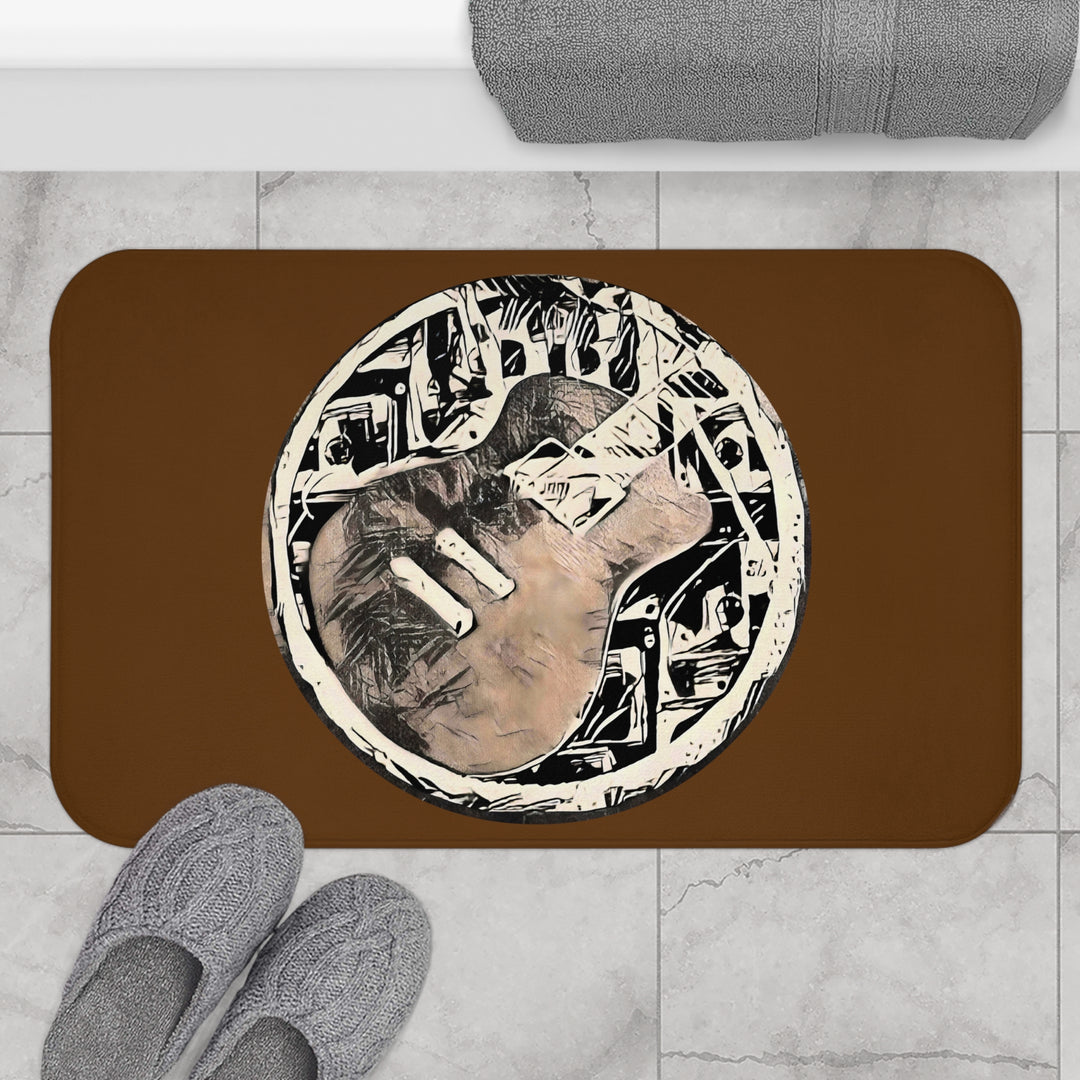 A Little Sketchy Dark Brown Bath Mat