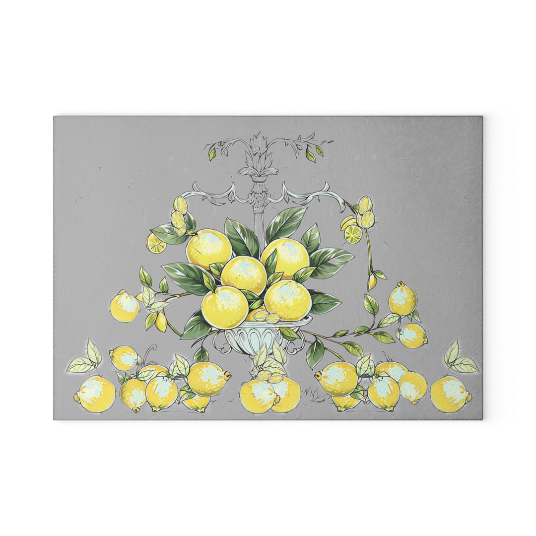 Grey Bunches of Lemons Centerpiece Glass Cutting Board