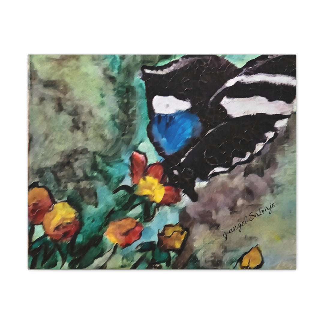 Canvas Print - Swallowtail Butterfly and Flower Painting by G Angel Salvaje