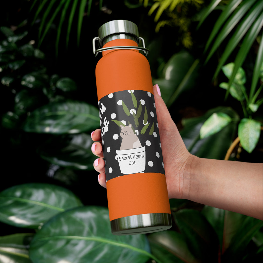 Secret Agent Cat Copper Vacuum Insulated Bottle, 22oz