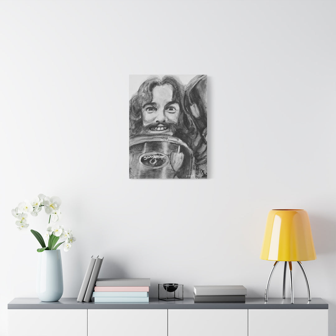 Neil Peart , B& W Rock and Roll Series, Matte Canvas, Stretched, 1.25"