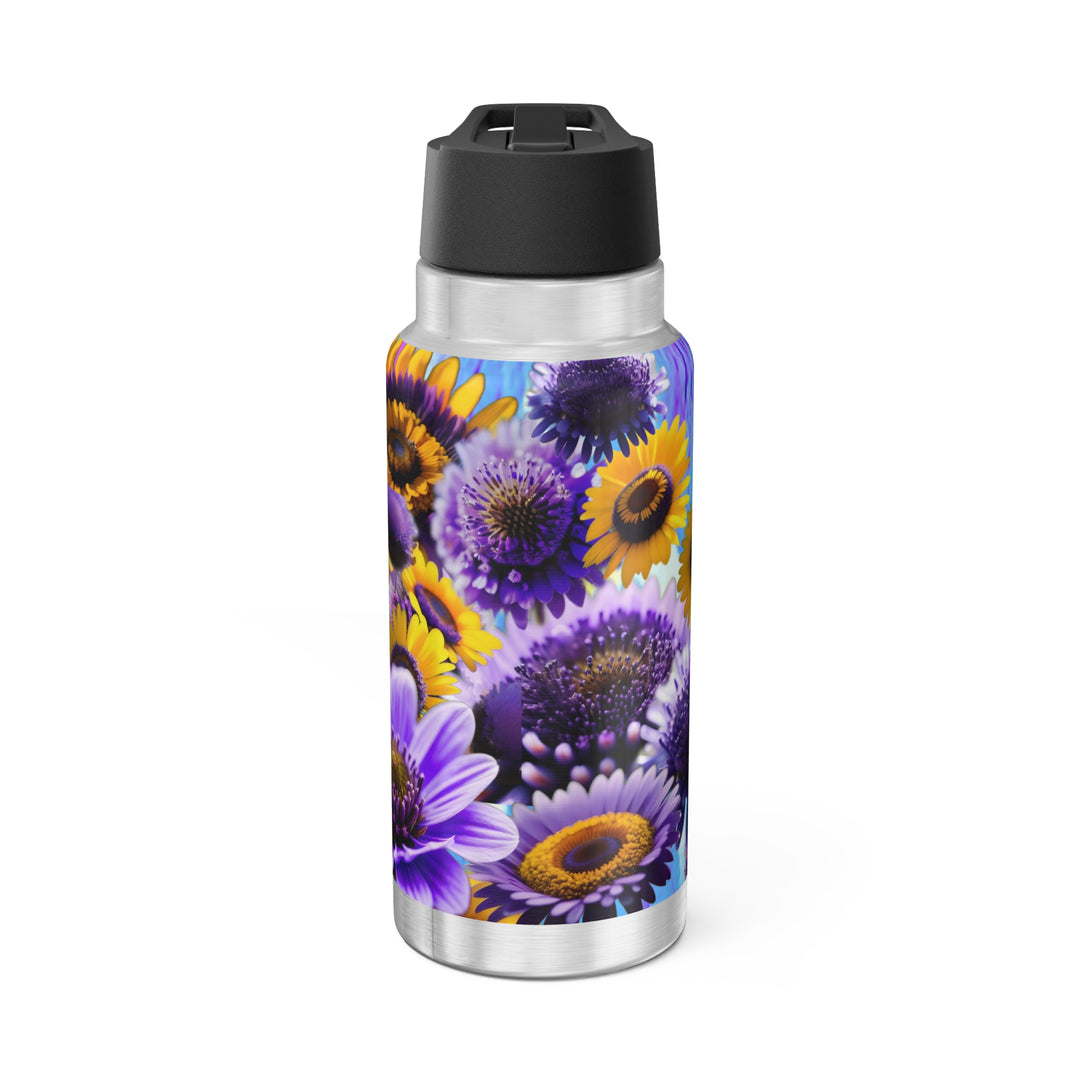 Purple Flower and Daisey Burst Gator Tumbler, 32oz