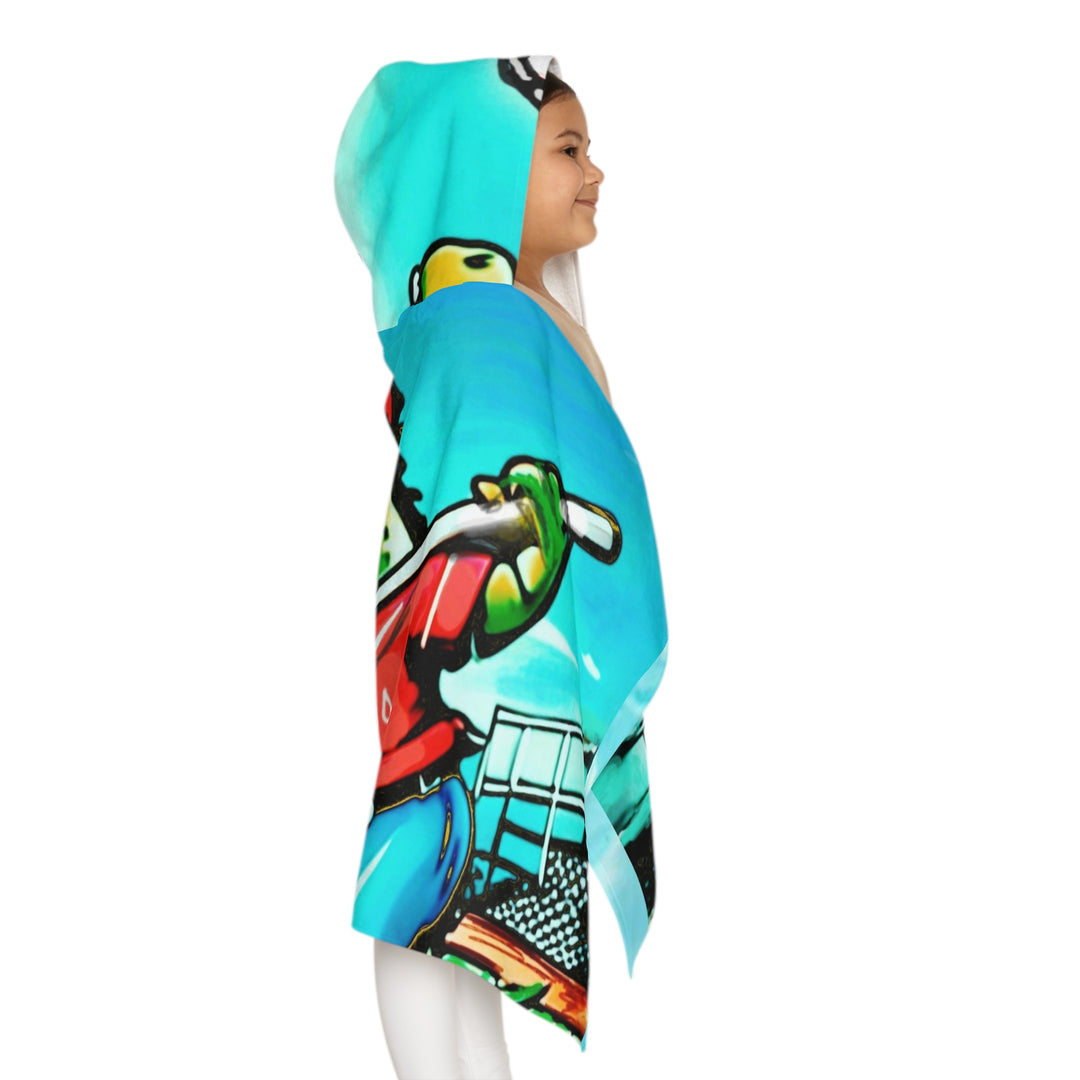 Dino knockin it outta d'park, Youth Hooded Towel