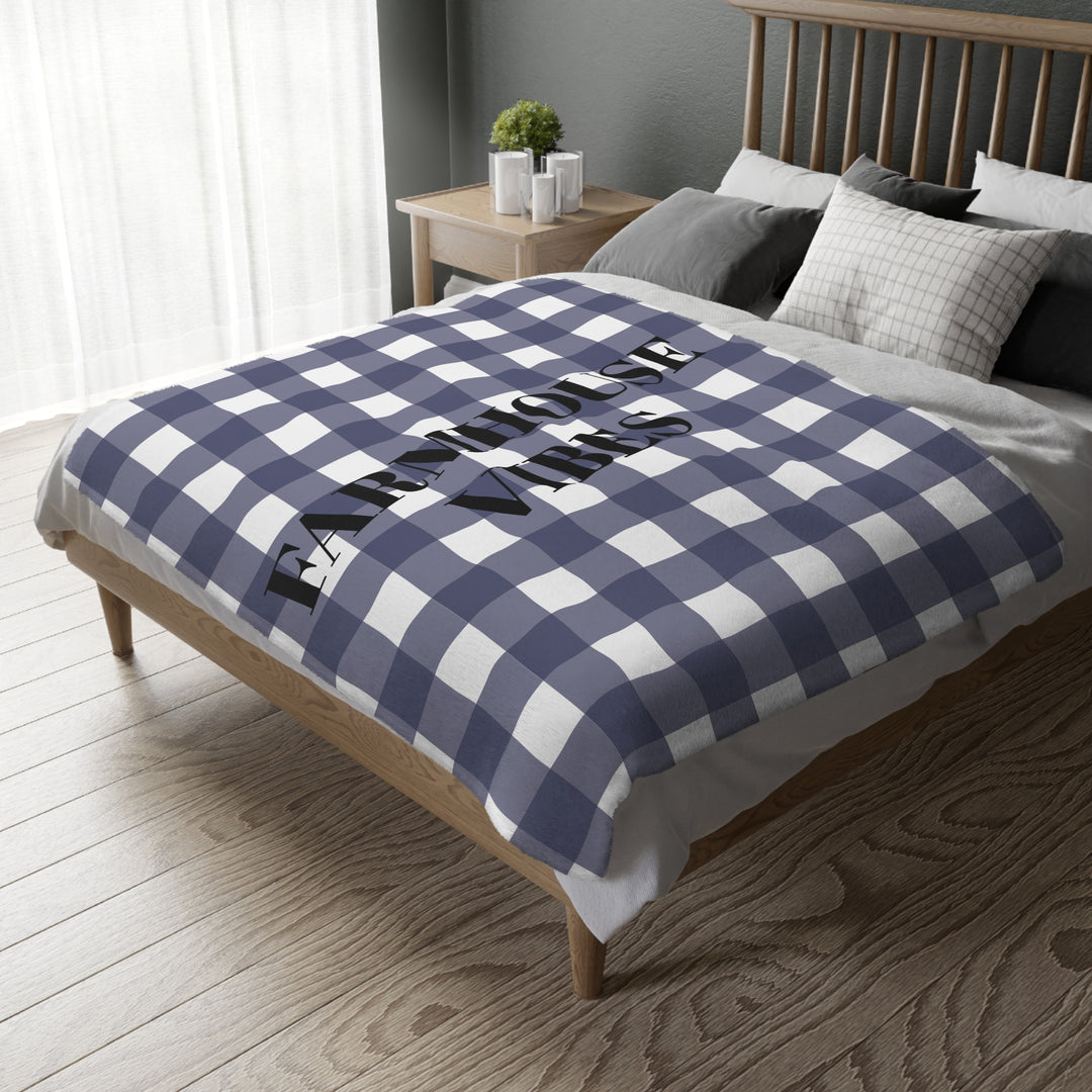 Farmhouse Vibes Velveteen Minky Blanket (Two-sided print)
