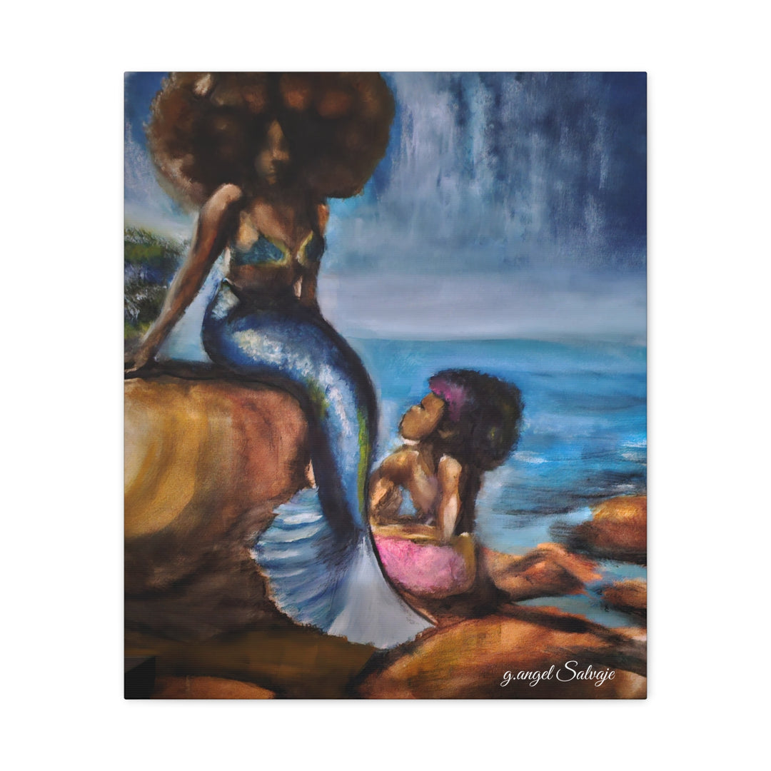 Canvas Print - Mermaid and Child Seaside Art
