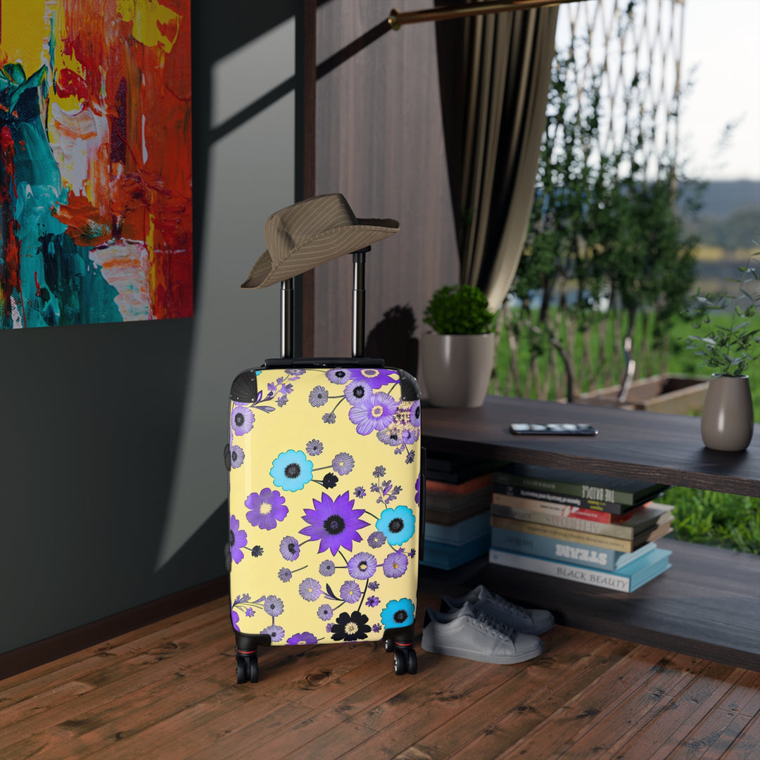 Purple Flowers Dancing on Sunshine Suitcase