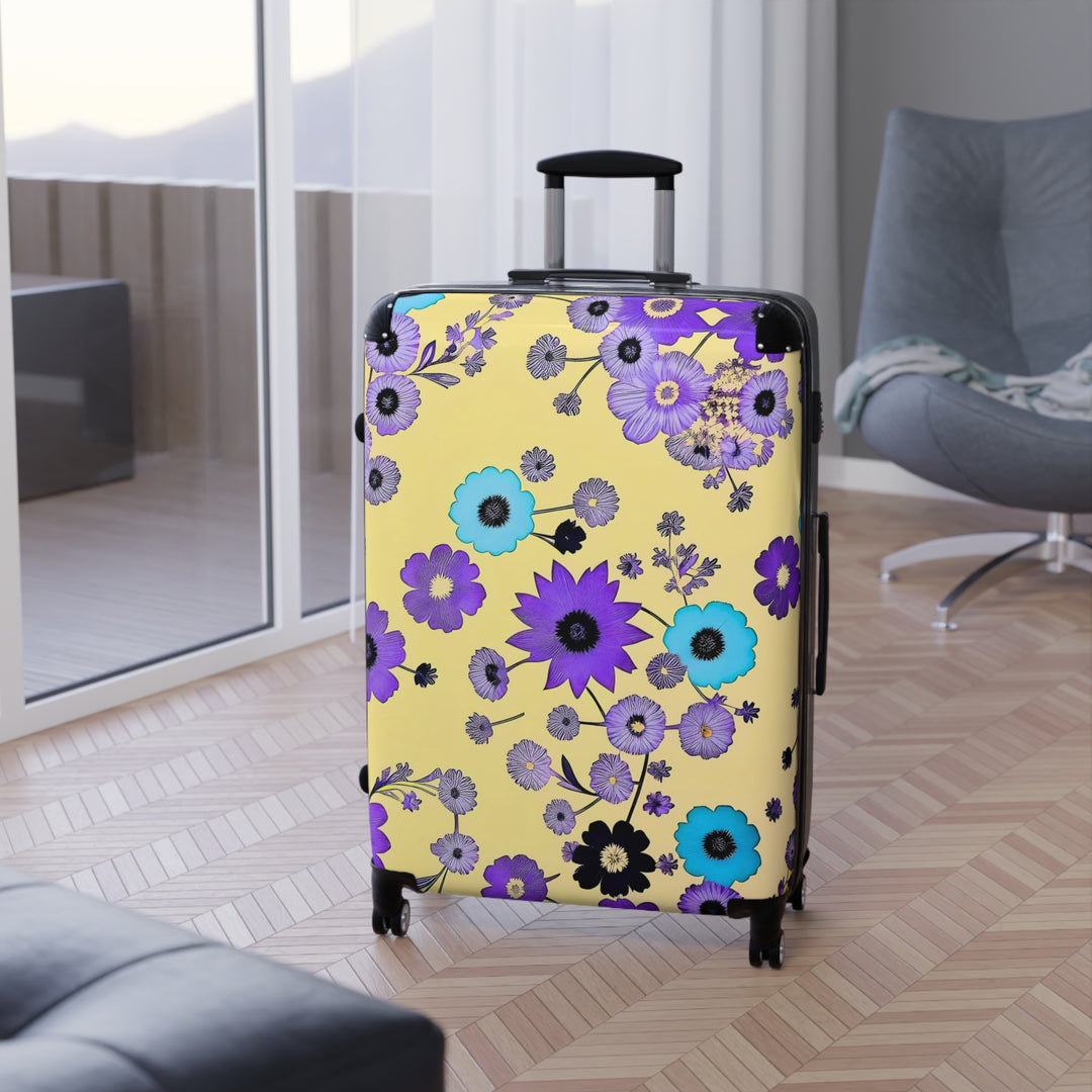 Purple Flowers Dancing on Sunshine Suitcase