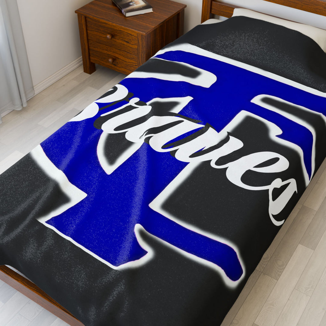 Black Plush Blanket - Tishomingo County High School Braves Design