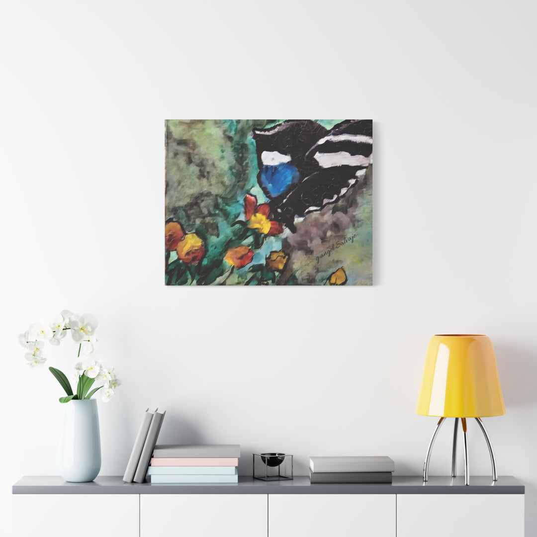 Canvas Print - Swallowtail Butterfly and Flower Painting by G Angel Salvaje