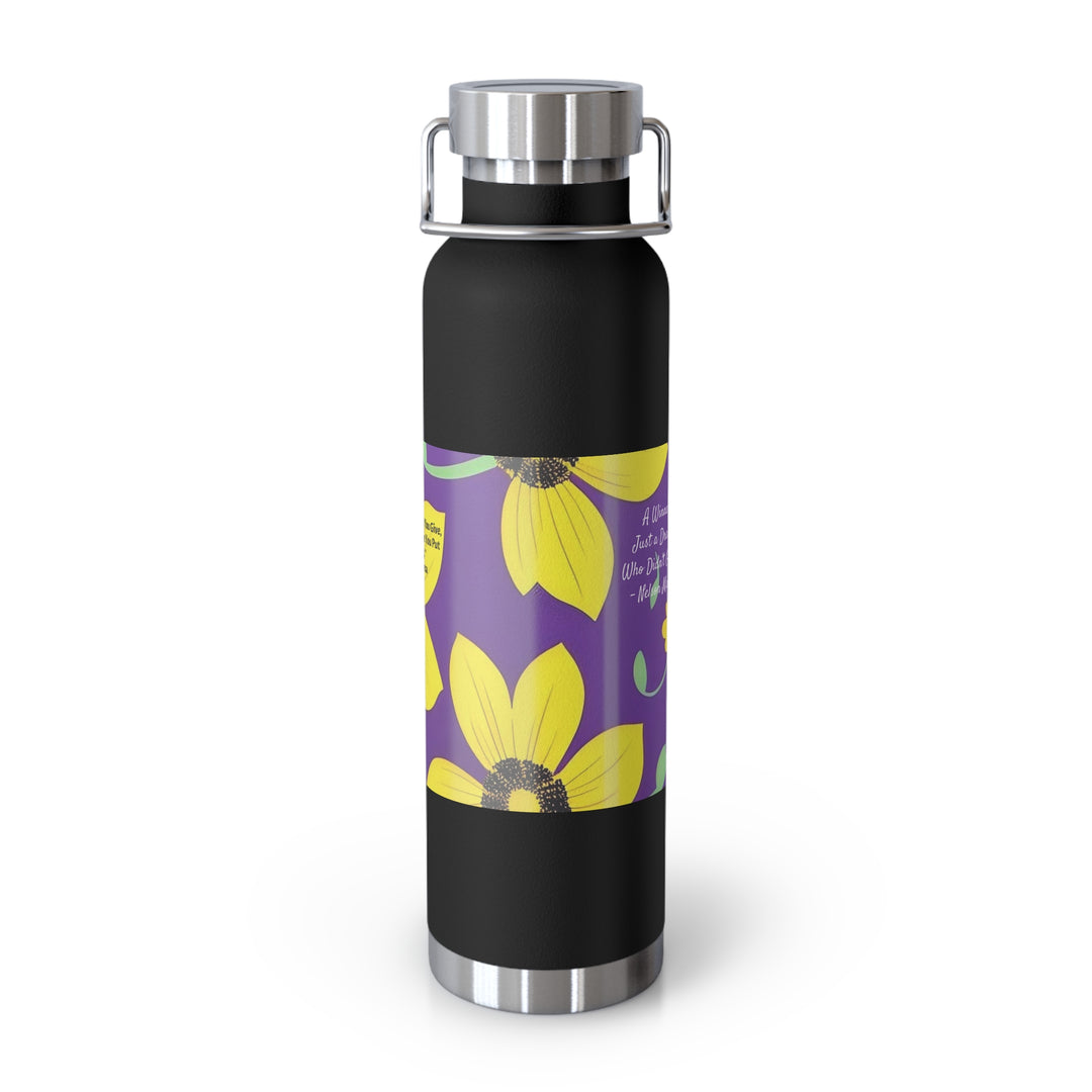 Yellow Floral Inspirational Quotes Copper Vacuum Insulated Bottle, 22oz