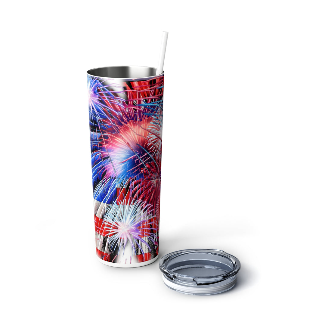 Fireworks Skinny Steel Tumbler with Straw, 20oz