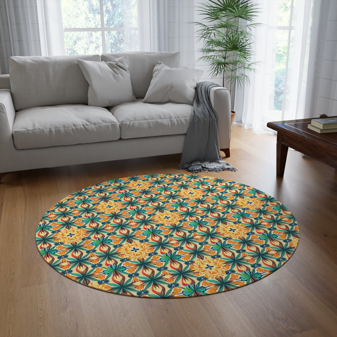 Stompin in Sunshine Round Rug