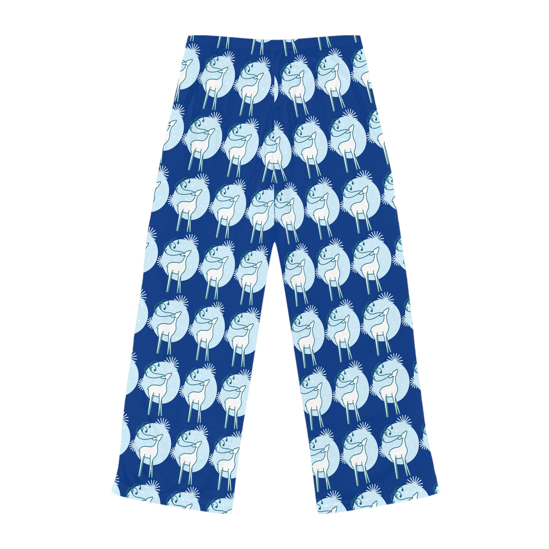 Dark Blue Women's Reindeer in the Snow Christmas Pajama Pants (AOP)