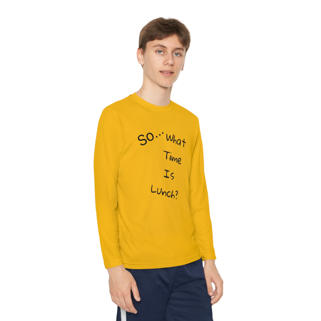 What time is lunch? Youth Long Sleeve Competitor Tee