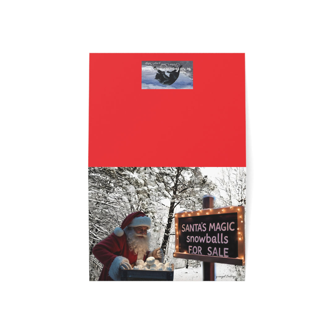 Festive Holiday Greeting Cards - Santa's Magic Snowballs Design with Bible Verse & message(1, 10, 30, 50 pcs)