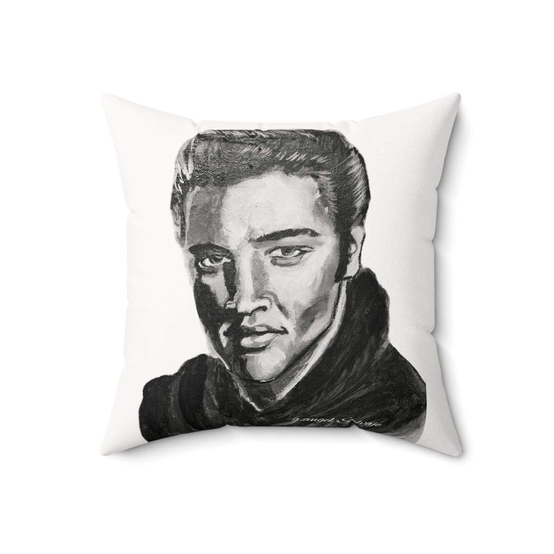 Square Pillow -Elvis, King of Rock and Roll an original Painting by g angel Salvaje