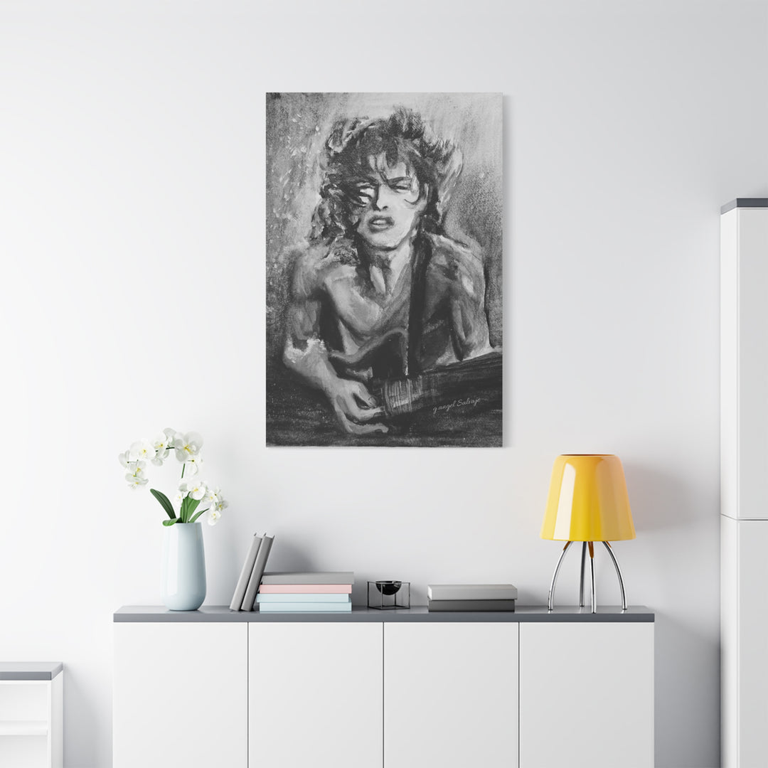 Angus Young, B&W  Rock and Roll Series Matte Canvas, Stretched, 1.25"