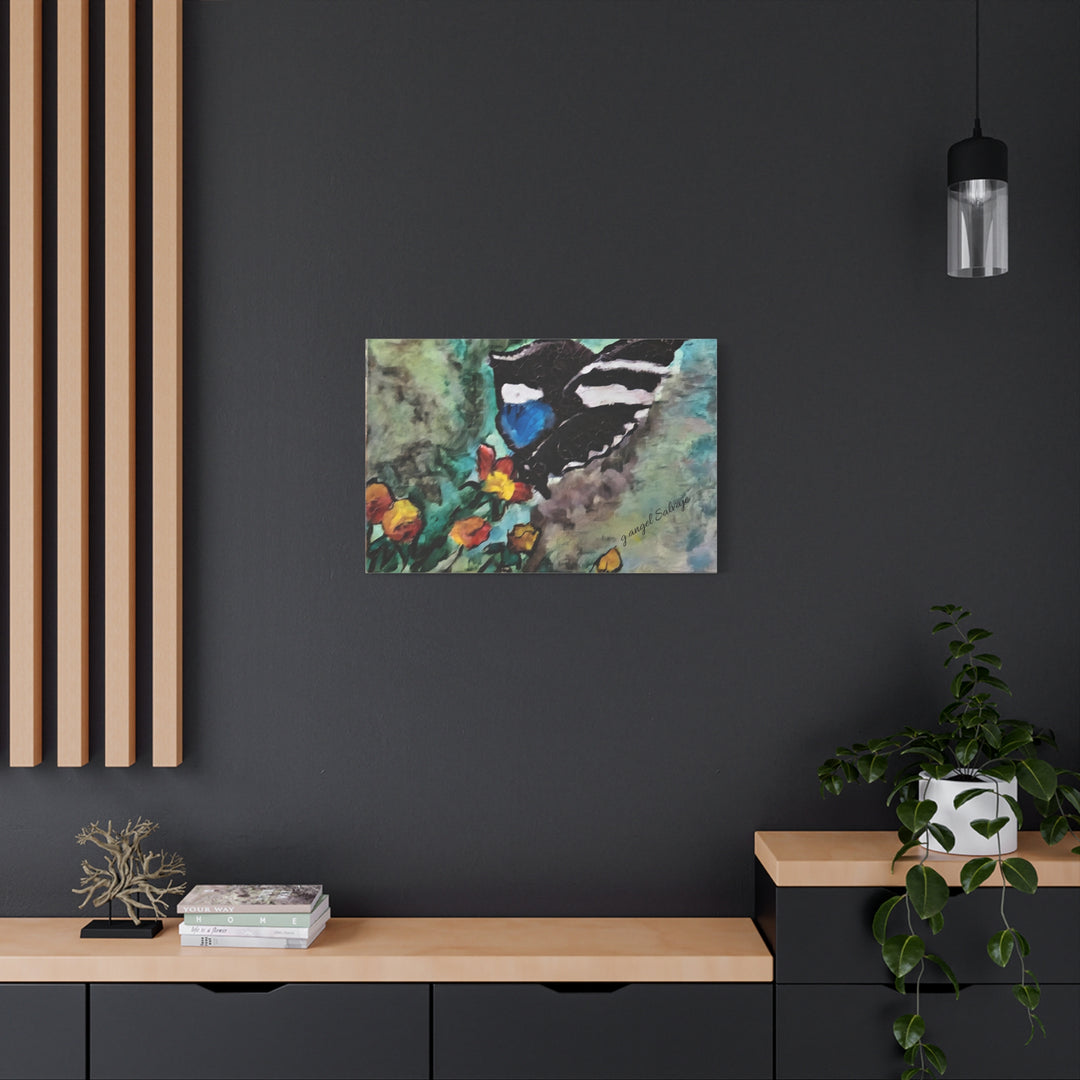 Canvas Print - Swallowtail Butterfly and Flower Painting by G Angel Salvaje