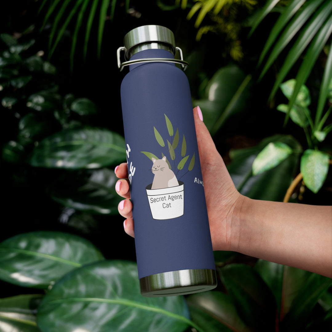 Secret Agent Cat Copper Vacuum Insulated Bottle, 22oz