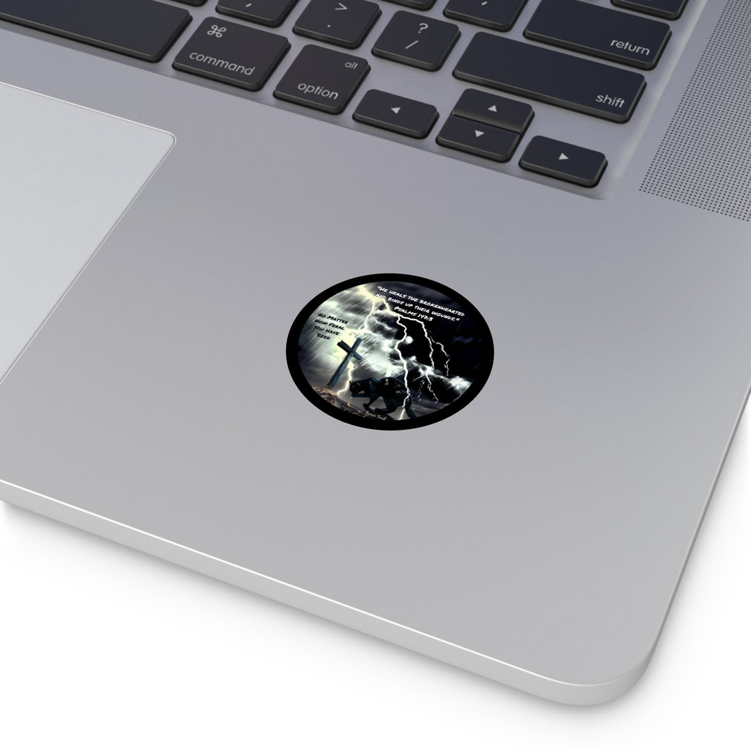 Inspirational Vinyl Stickers - Psalms 147:3 Feral Cat Design