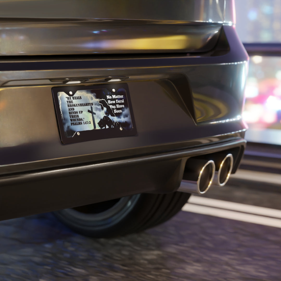 License Plate - Psalms 147, Feral Cat, Fierce Soul Design