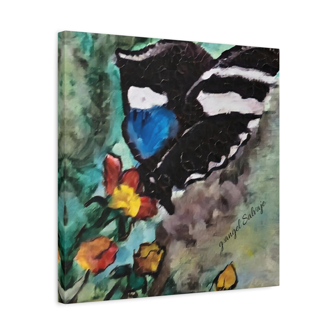 Canvas Print - Swallowtail Butterfly and Flower Painting by G Angel Salvaje