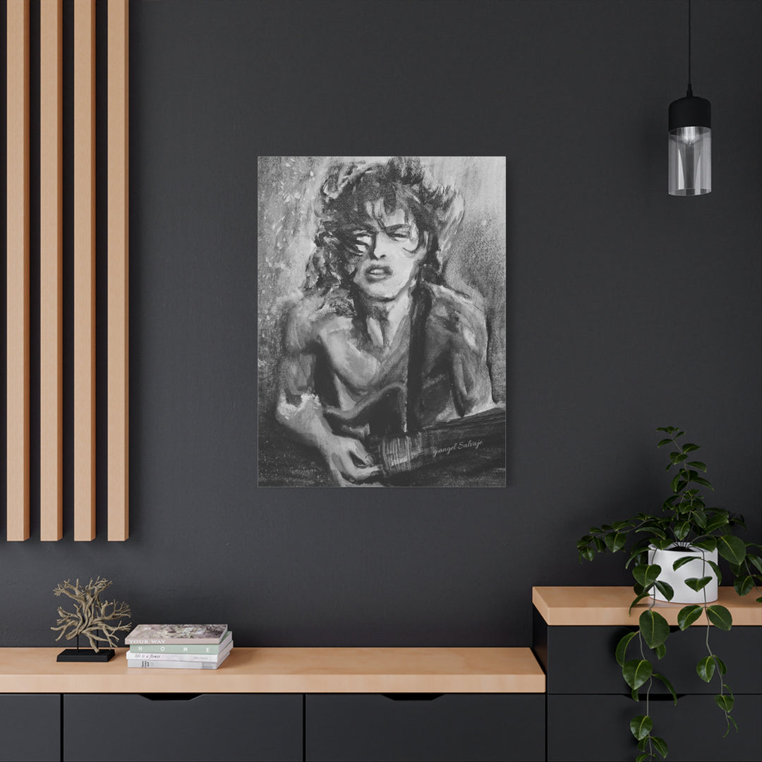 Angus Young, B&W  Rock and Roll Series Matte Canvas, Stretched, 1.25"