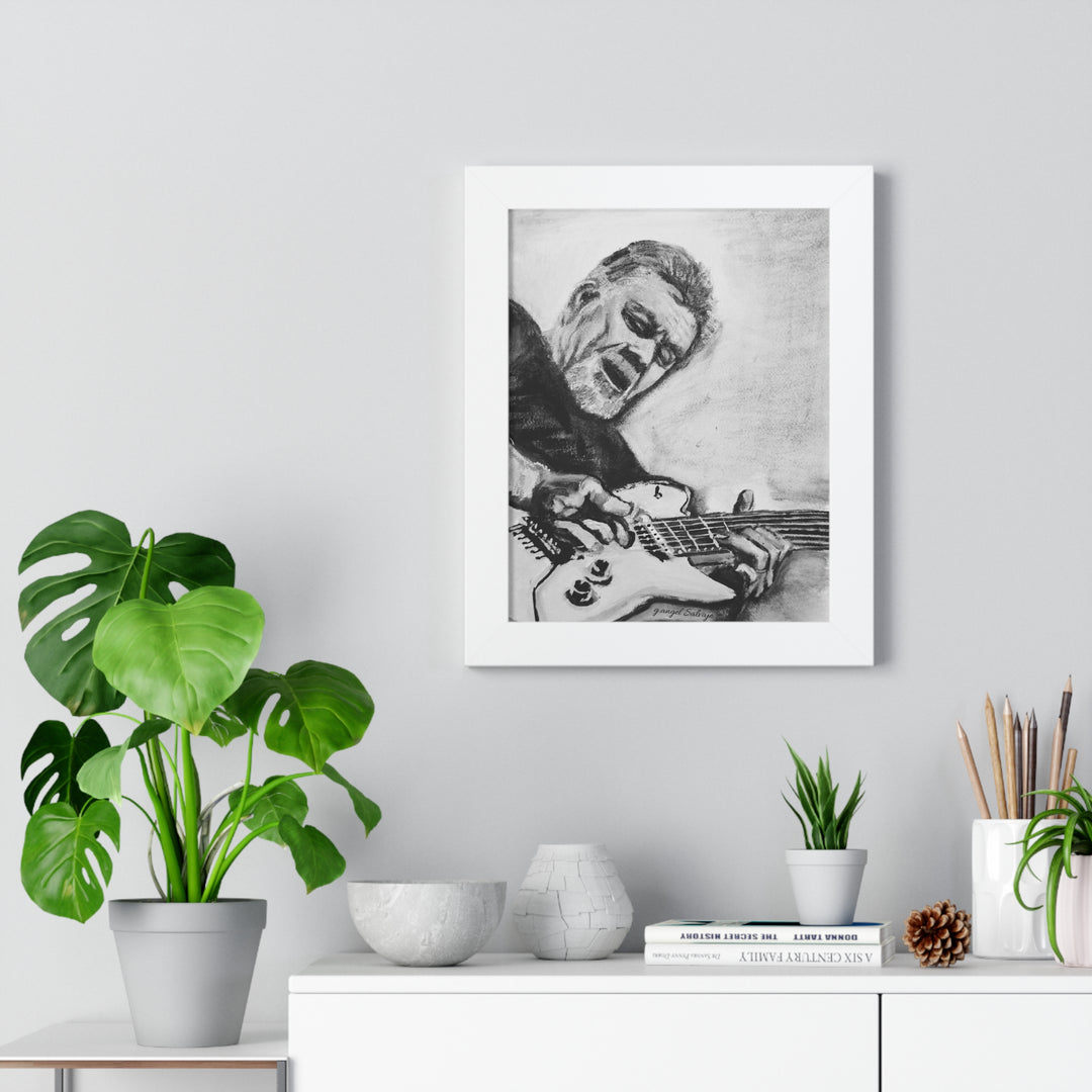 Vertical Poster, Eddie Van Halen Black and White Portrait