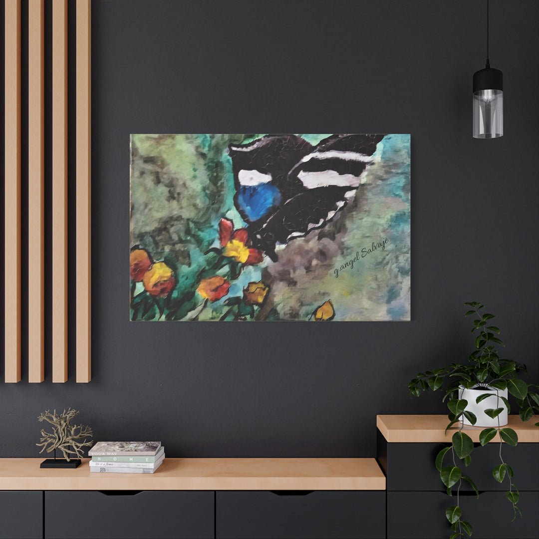 Canvas Print - Swallowtail Butterfly and Flower Painting by G Angel Salvaje