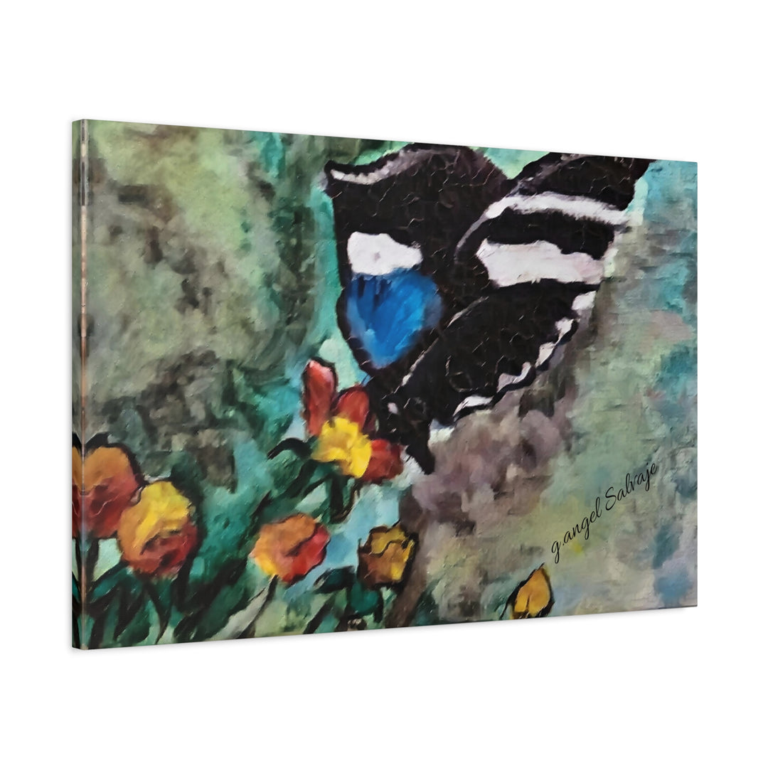 Canvas Print - Swallowtail Butterfly and Flower Painting by G Angel Salvaje