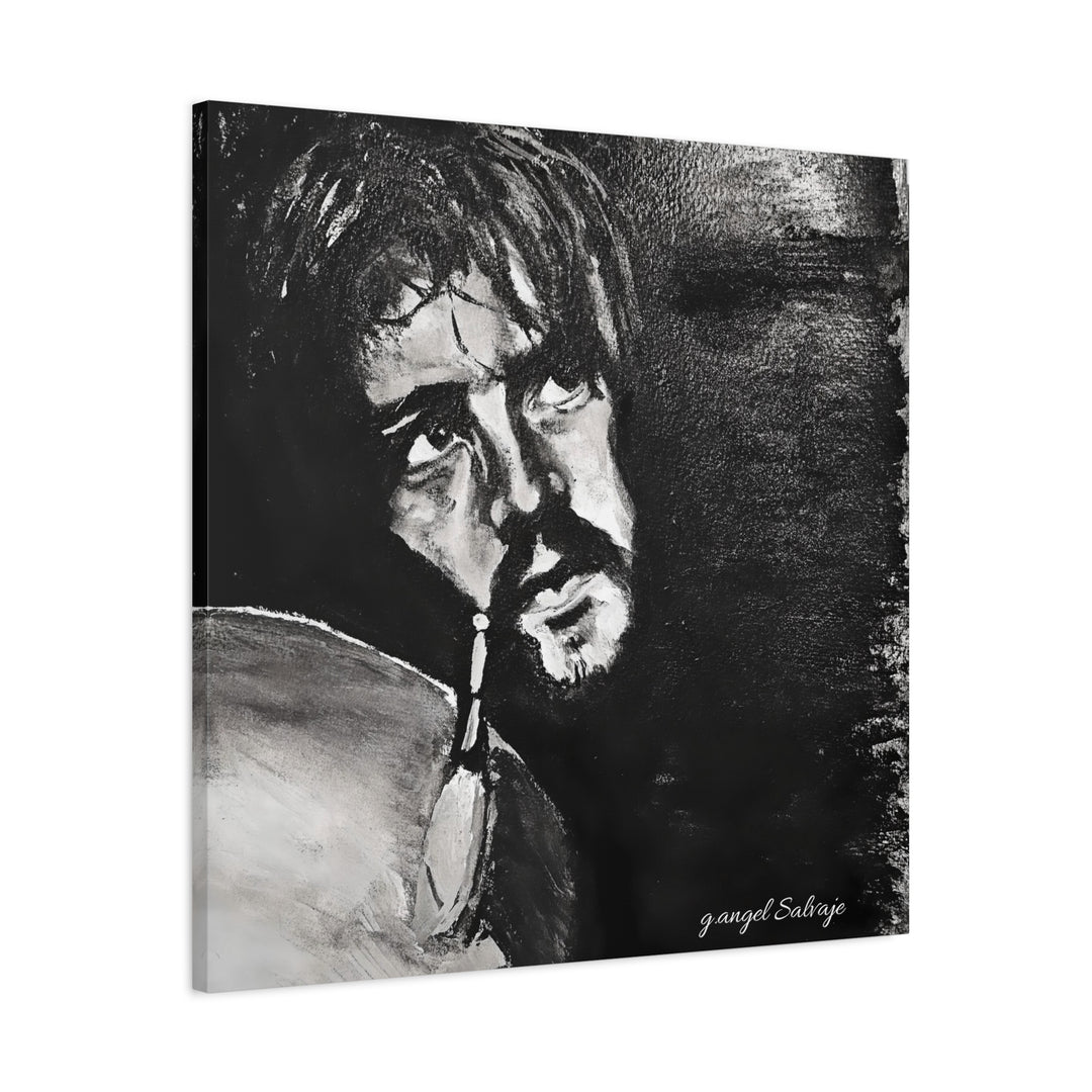 Canvas Print - Jon Bonham Black and White Painting