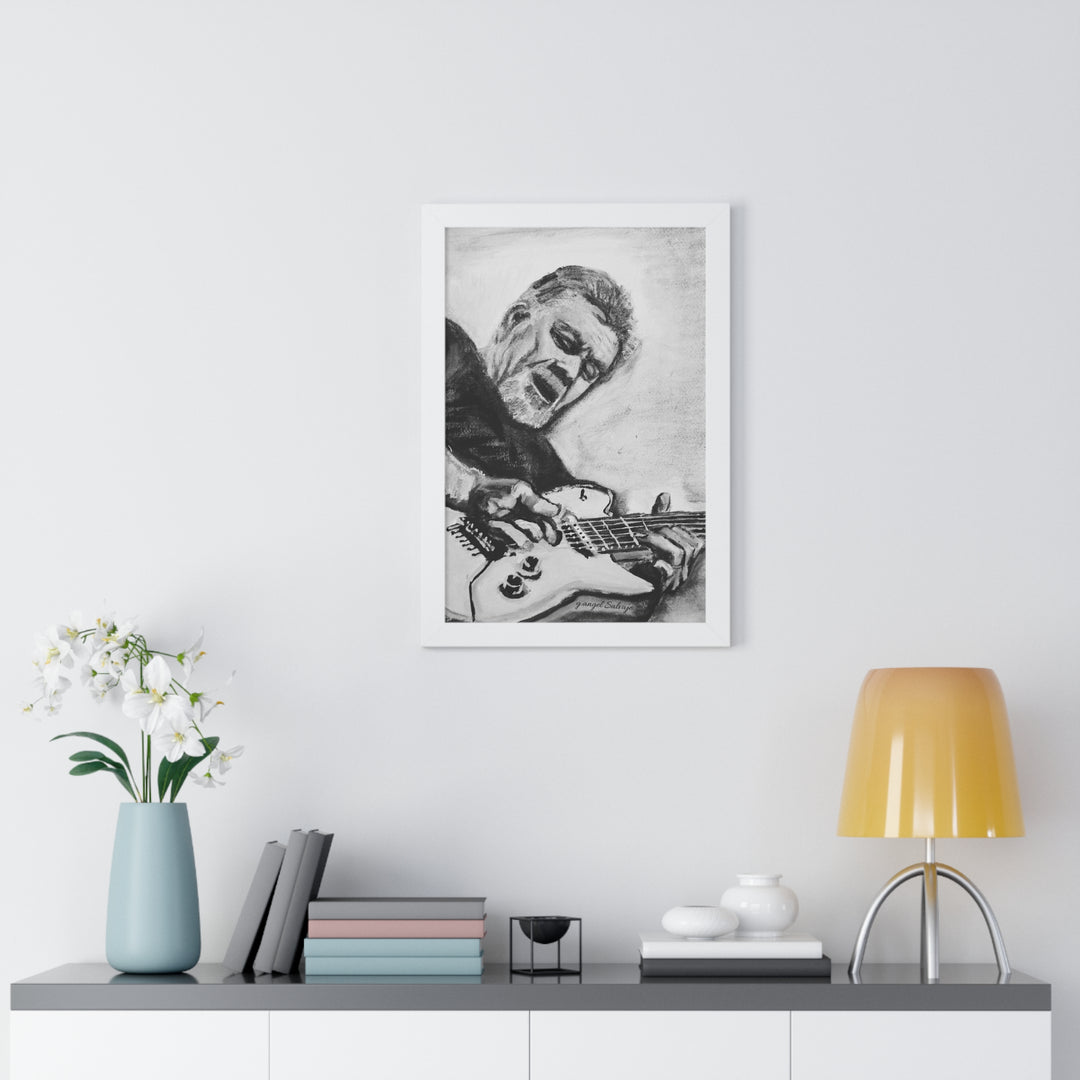 Vertical Poster, Eddie Van Halen Black and White Portrait