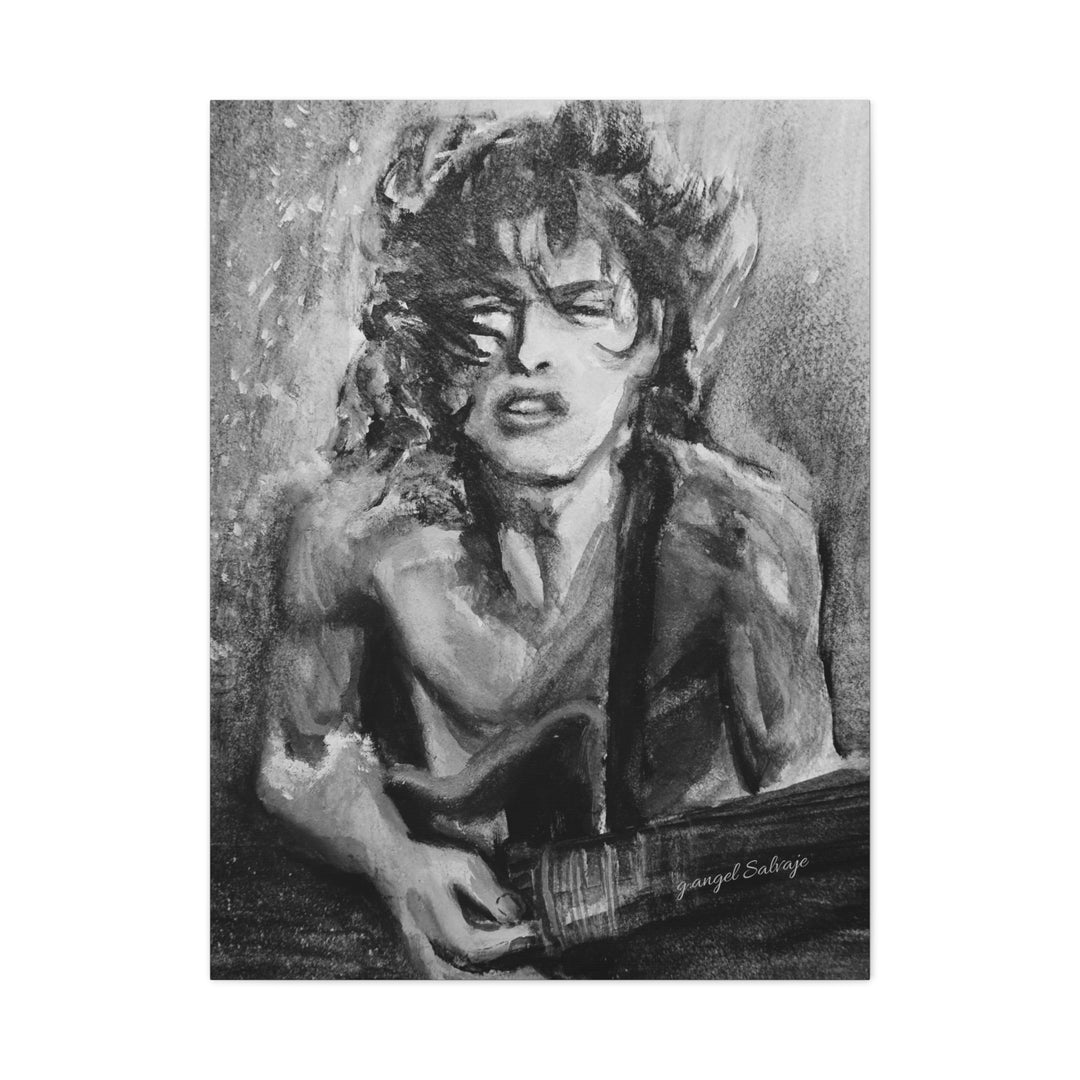 Angus Young, B&W  Rock and Roll Series Matte Canvas, Stretched, 1.25"