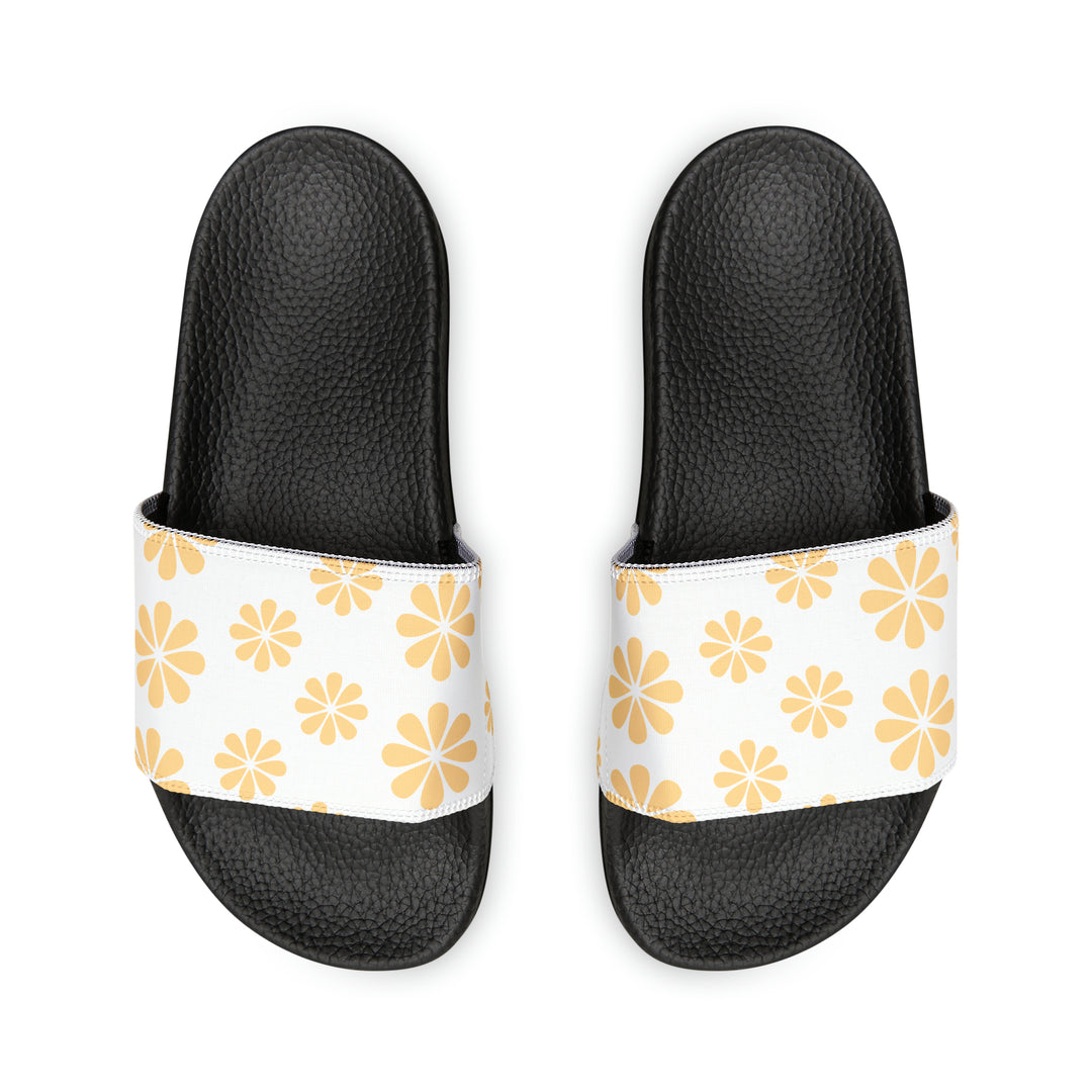 Yellow Flowers Youth PU Slide Sandals