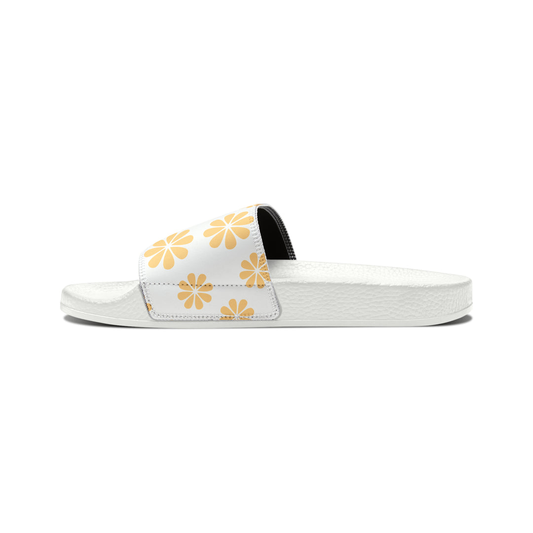 Yellow Flowers Youth PU Slide Sandals