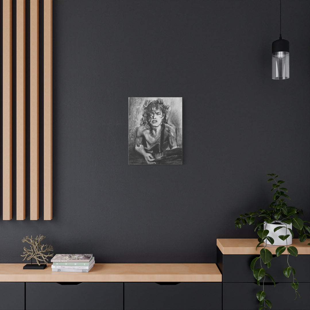Angus Young, B&W  Rock and Roll Series Matte Canvas, Stretched, 1.25"