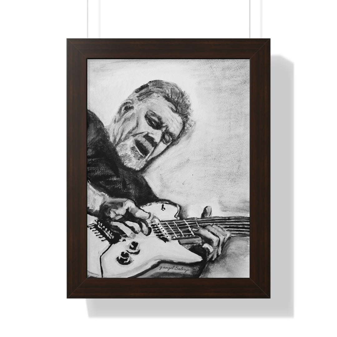 Vertical Poster, Eddie Van Halen Black and White Portrait