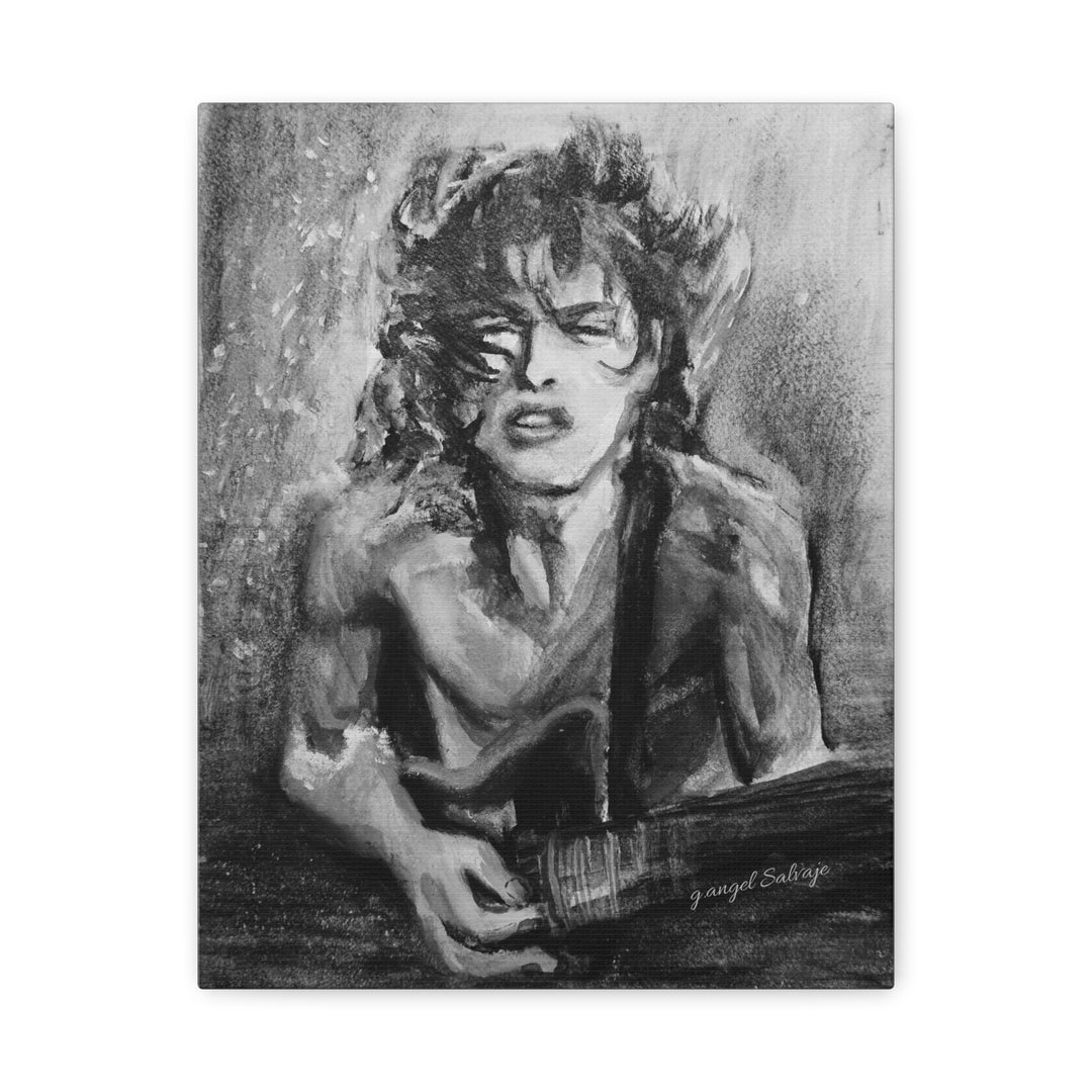 Angus Young, B&W  Rock and Roll Series Matte Canvas, Stretched, 1.25"