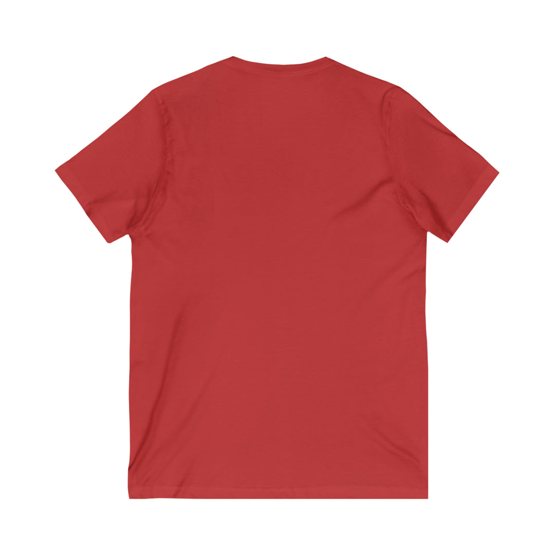 Reindeer in the Snow Unisex Jersey Short Sleeve V-Neck Tee
