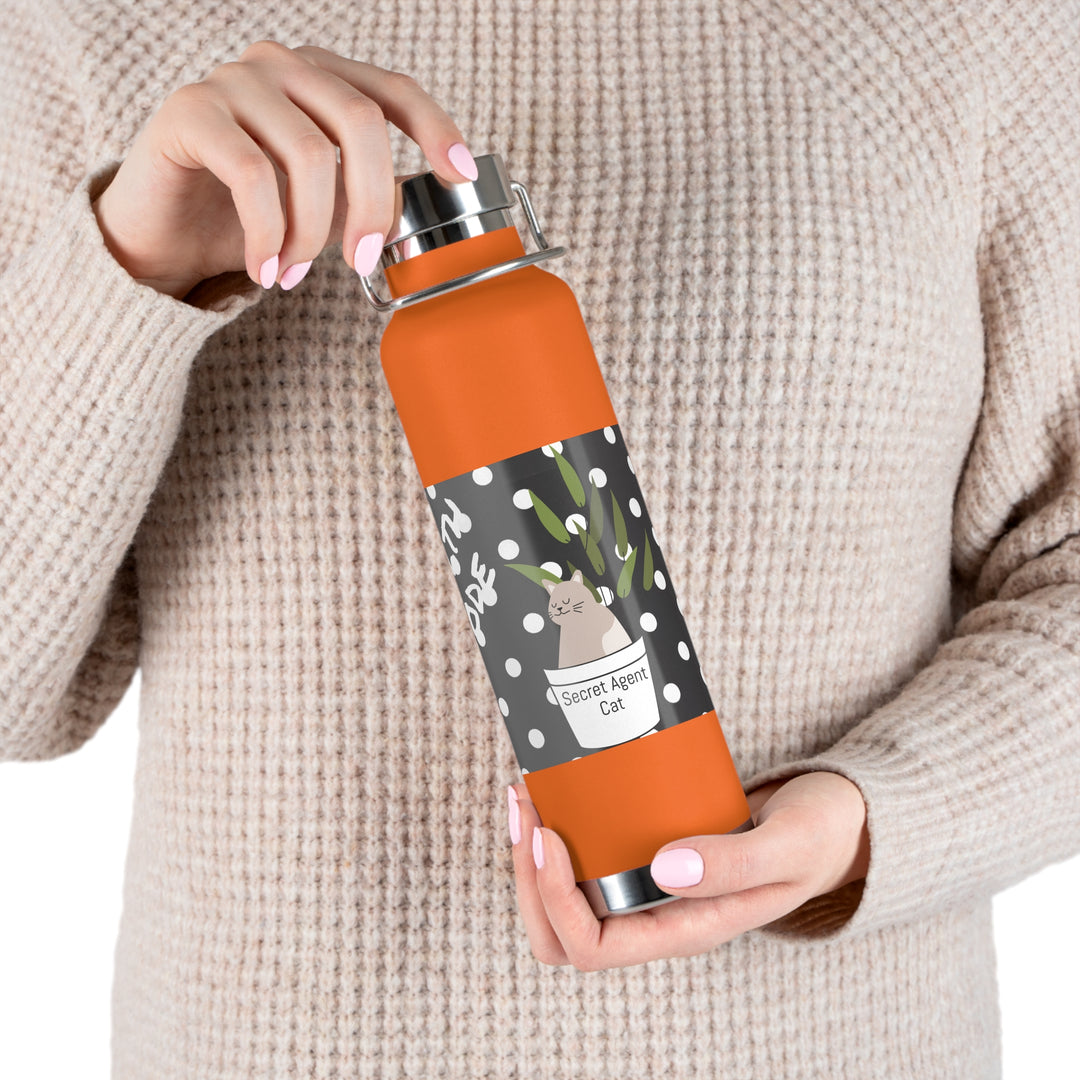 Secret Agent Cat Copper Vacuum Insulated Bottle, 22oz